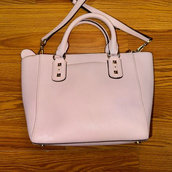 Michael Kors Studded Selma Saffiano Leather Pink Satchel Handbag - Picture 3 of 6